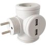 Voir la diapositive 3 : WATT AND CO Multiprise Biplite 2x16A rotative + USB 2.4A Blanc