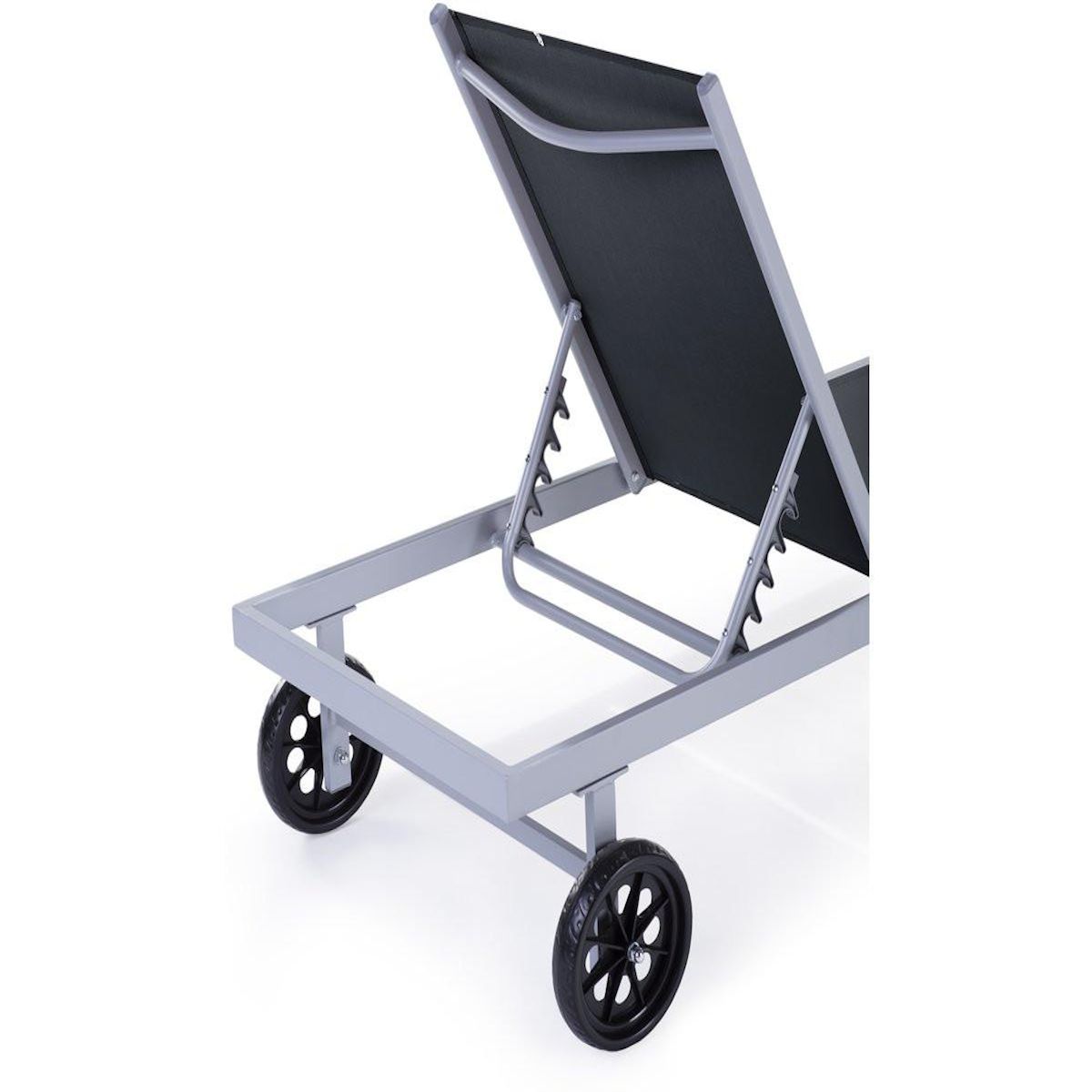 Habitat et Jardin Bain de soleil Alu / Textilene  Bella  avec roues - Gris