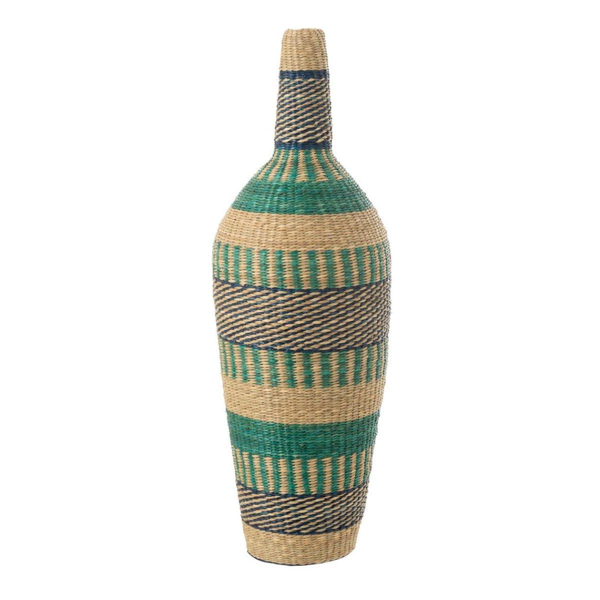 J-LINE Vase déco en jonc  ninon  90cm bleu