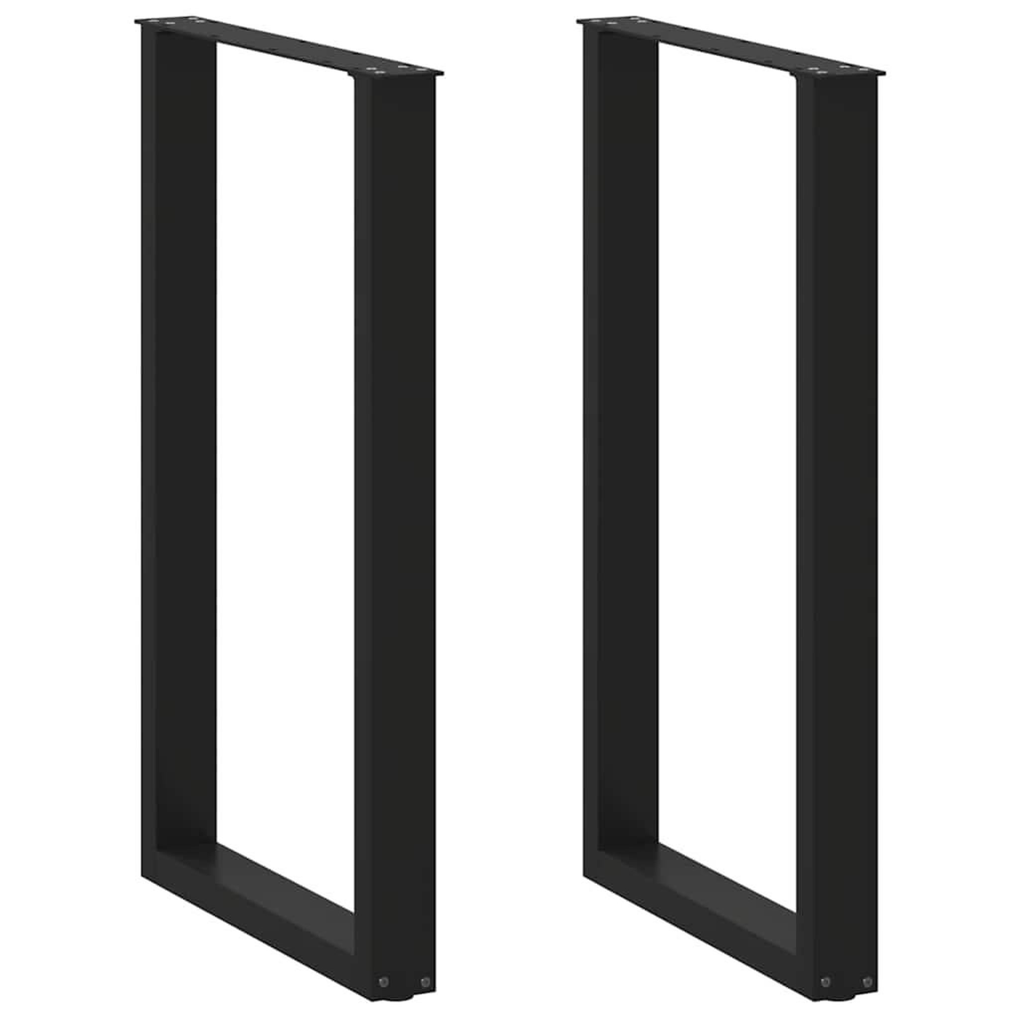 VIDAXL Pieds de table basse forme de U 2 pcs noir 60x(100-101)cm acier