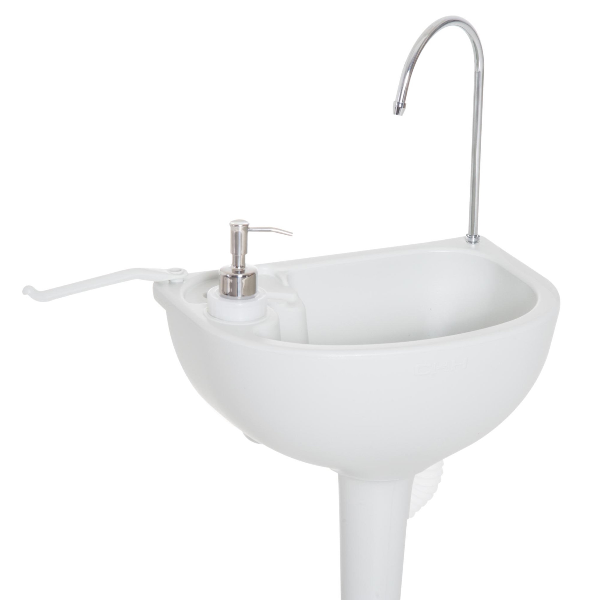 Voir la diapositive 4 : OUTSUNNY Évier à main portable jardin extérieur camping voyager avec réservoir d'eau 17l pompe à pied 83 x 50 x 103 cm gris
