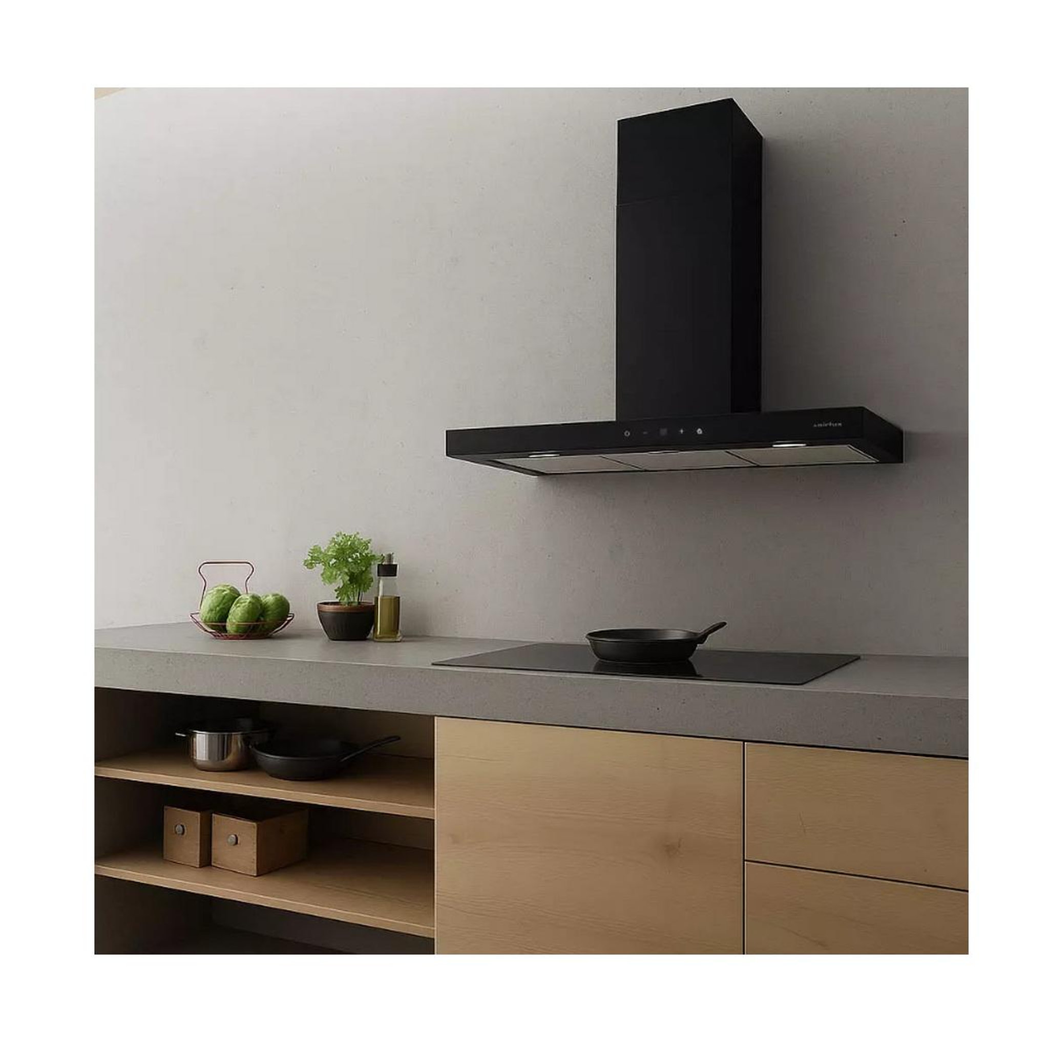 Voir la diapositive 4 : Airlux Hotte décorative murale 90cm 636 m3/h noir - AHBS960BK