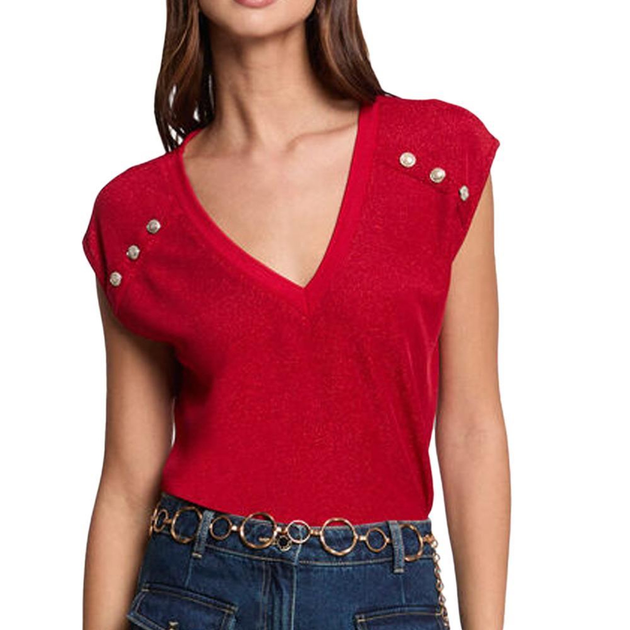 MORGAN T-Shirt Rouge Femme Morgan DILI. Coloris disponibles : Rouge