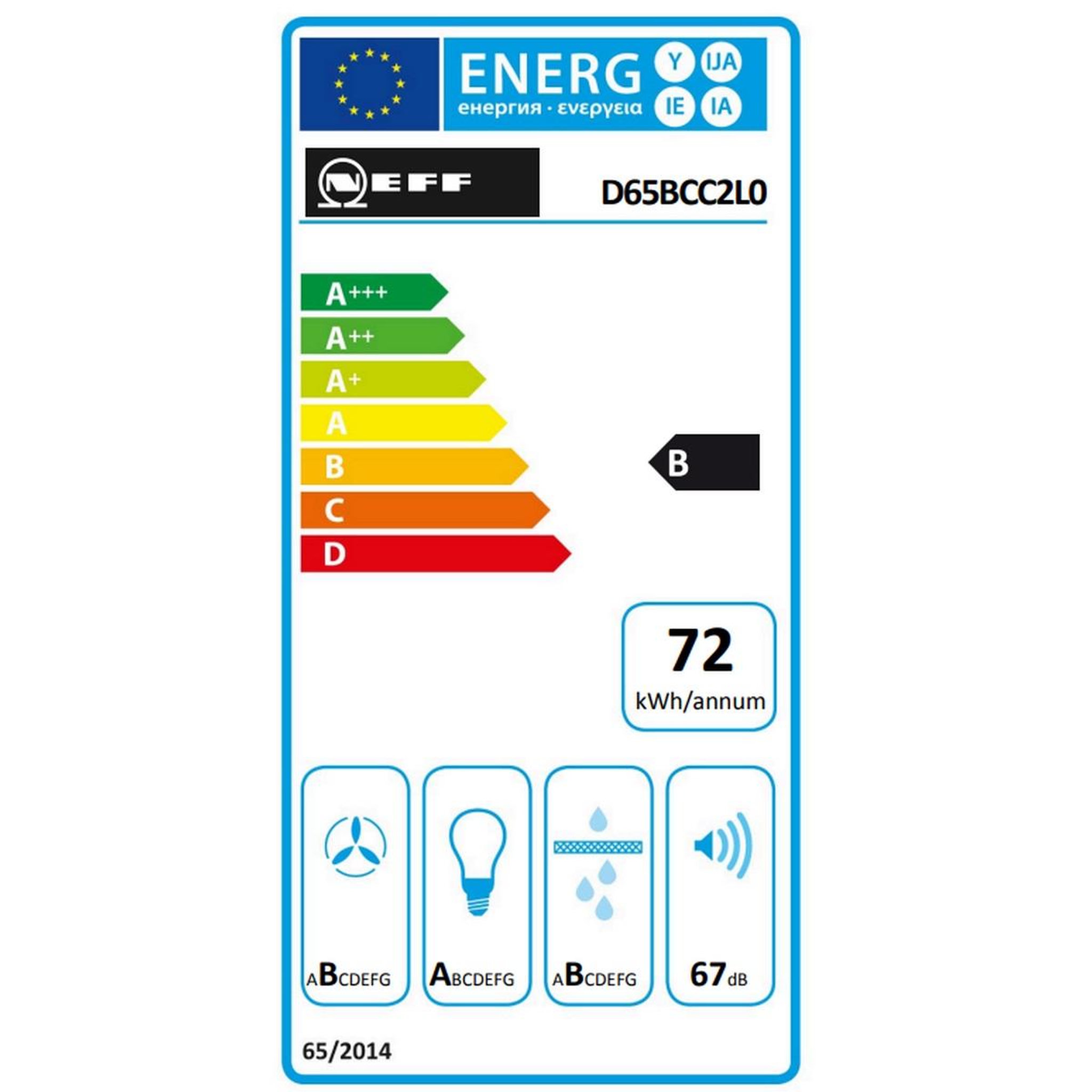 Voir la diapositive 2 : Neff Hotte décorative murale 60cm 594m3/h inox - d65bcc2l0