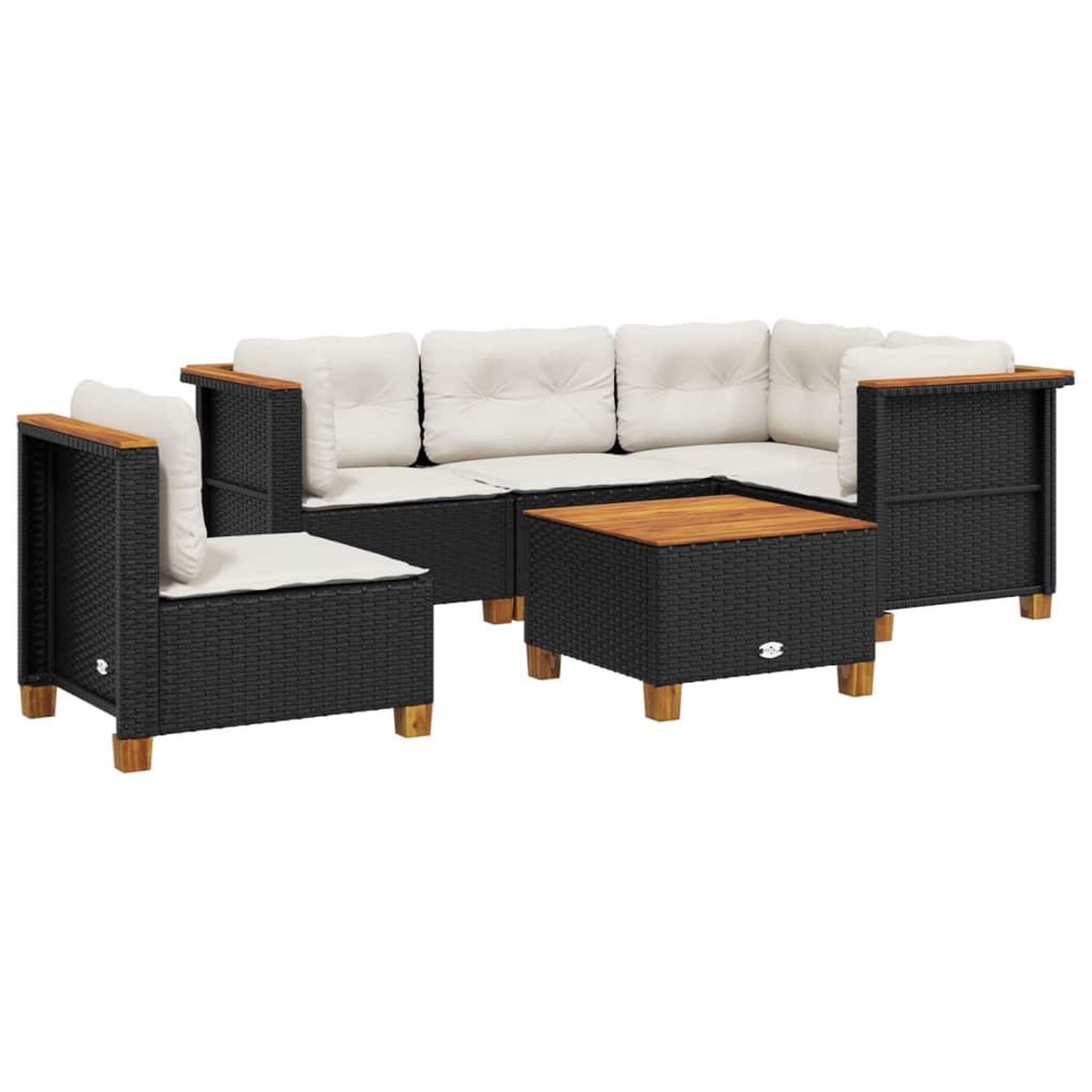 Voir la diapositive 2 : VIDAXL Salon de jardin 6 pcs avec coussins noir resine tressee