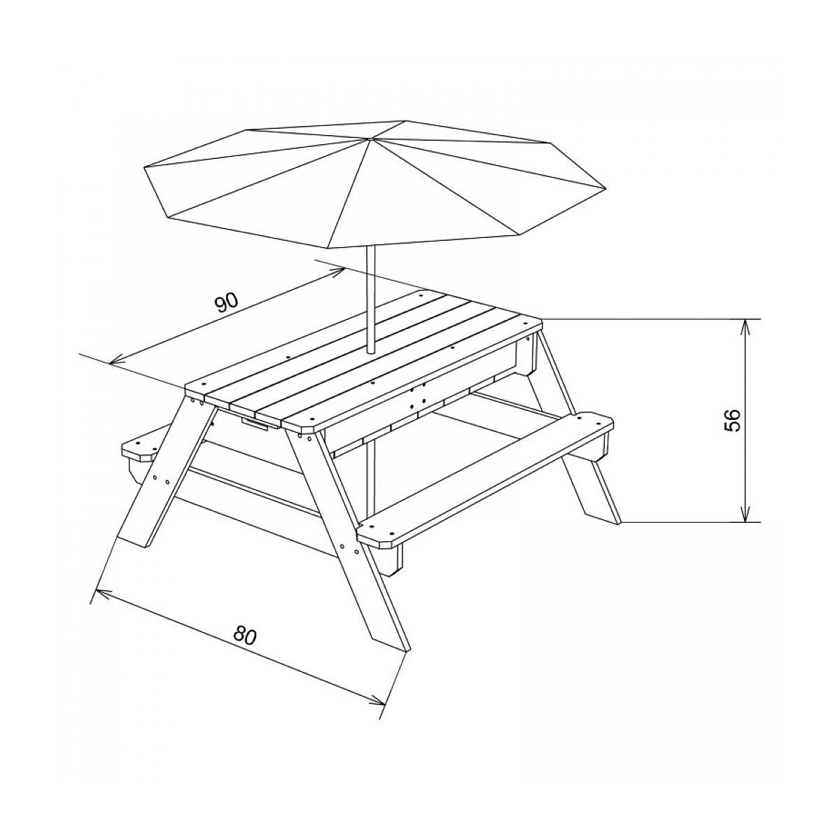 Axi House AXI Table sable et eau NICK Anthracite avec parasol Bleu Gris 90x80x56cm