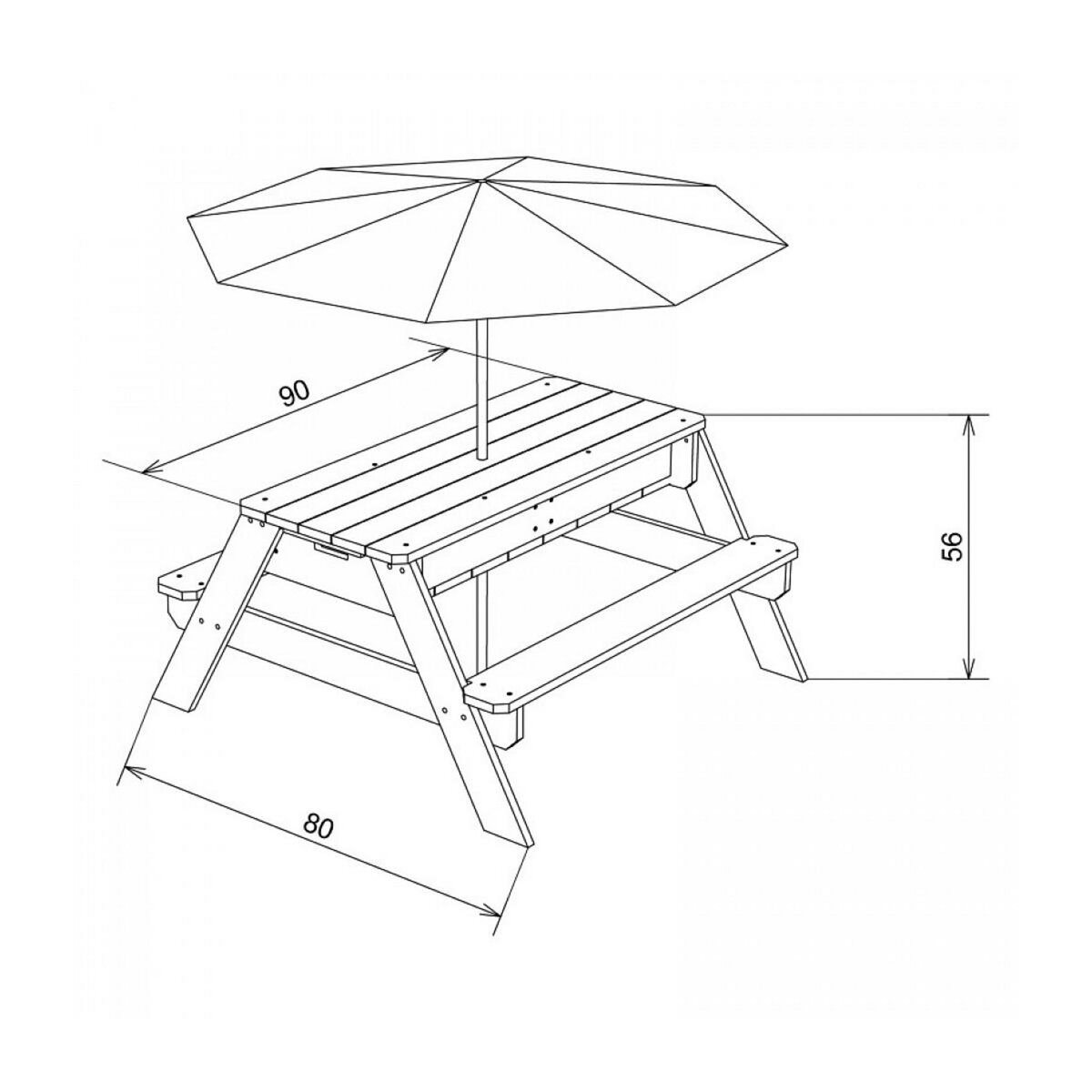 Axi House AXI Table sable et eau NICK Anthracite avec parasol Bleu Gris 90x80x56cm
