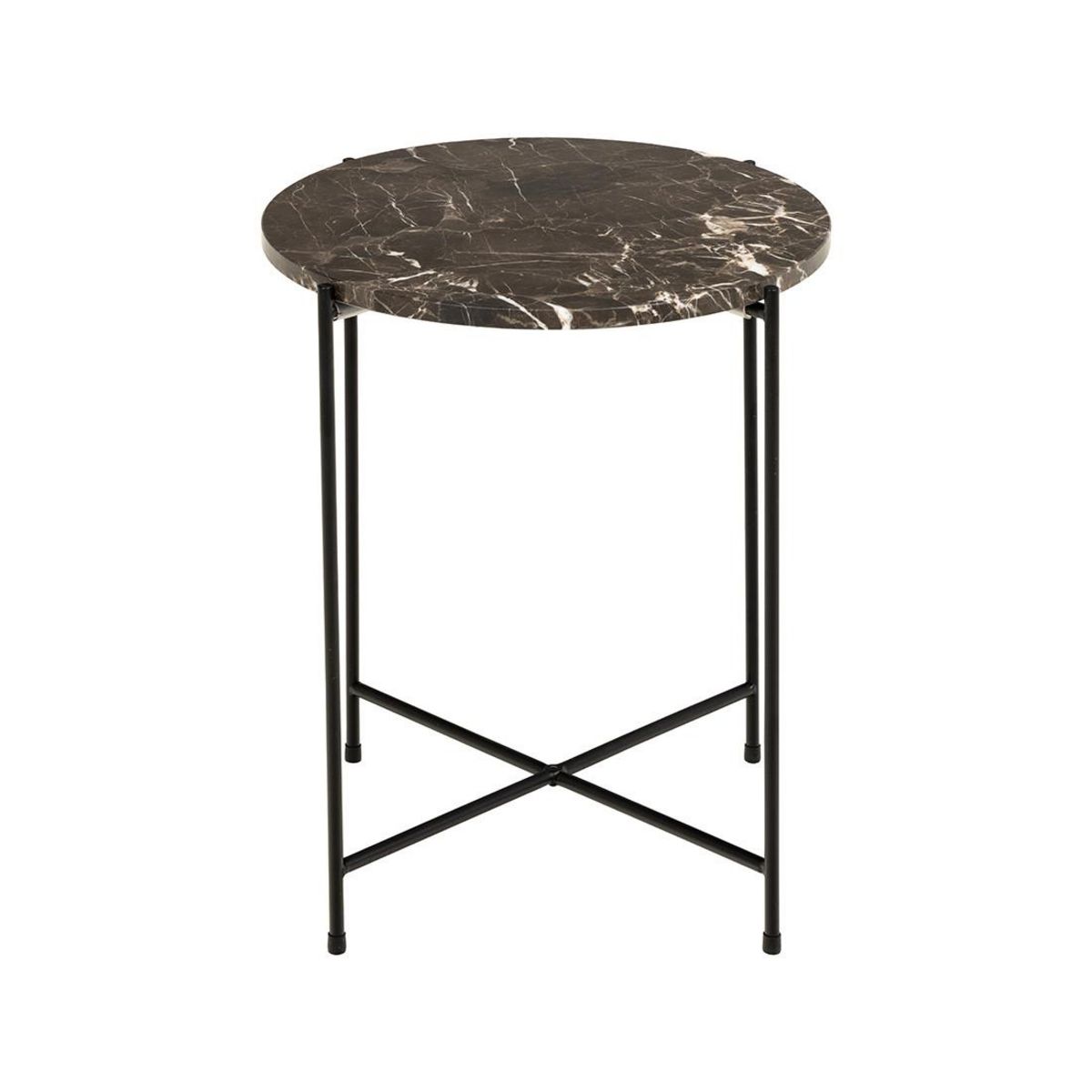 LISA DESIGN Ezaro - table basse ronde - 42 cm - plateau en marbre - pieds en acier