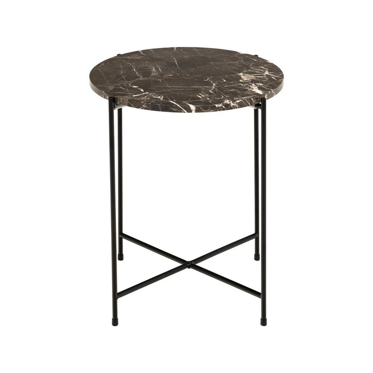 LISA DESIGN Ezaro - table basse ronde - 42 cm - plateau en marbre - pieds en acier