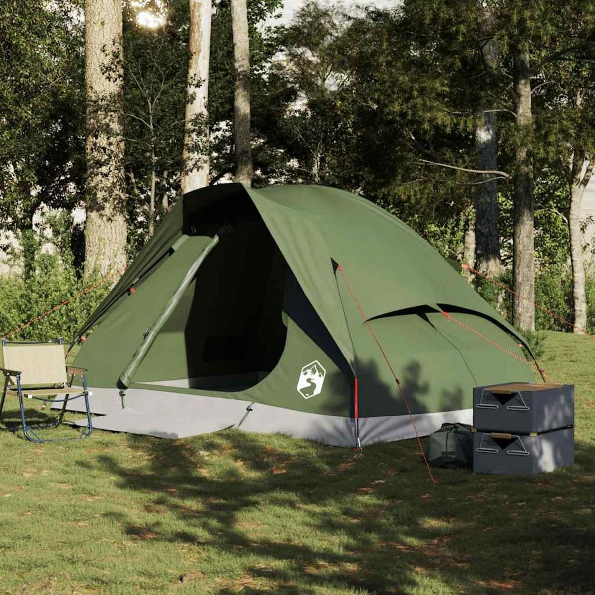 VIDAXL Tente de camping a dome 4 personnes vert olive impermeable