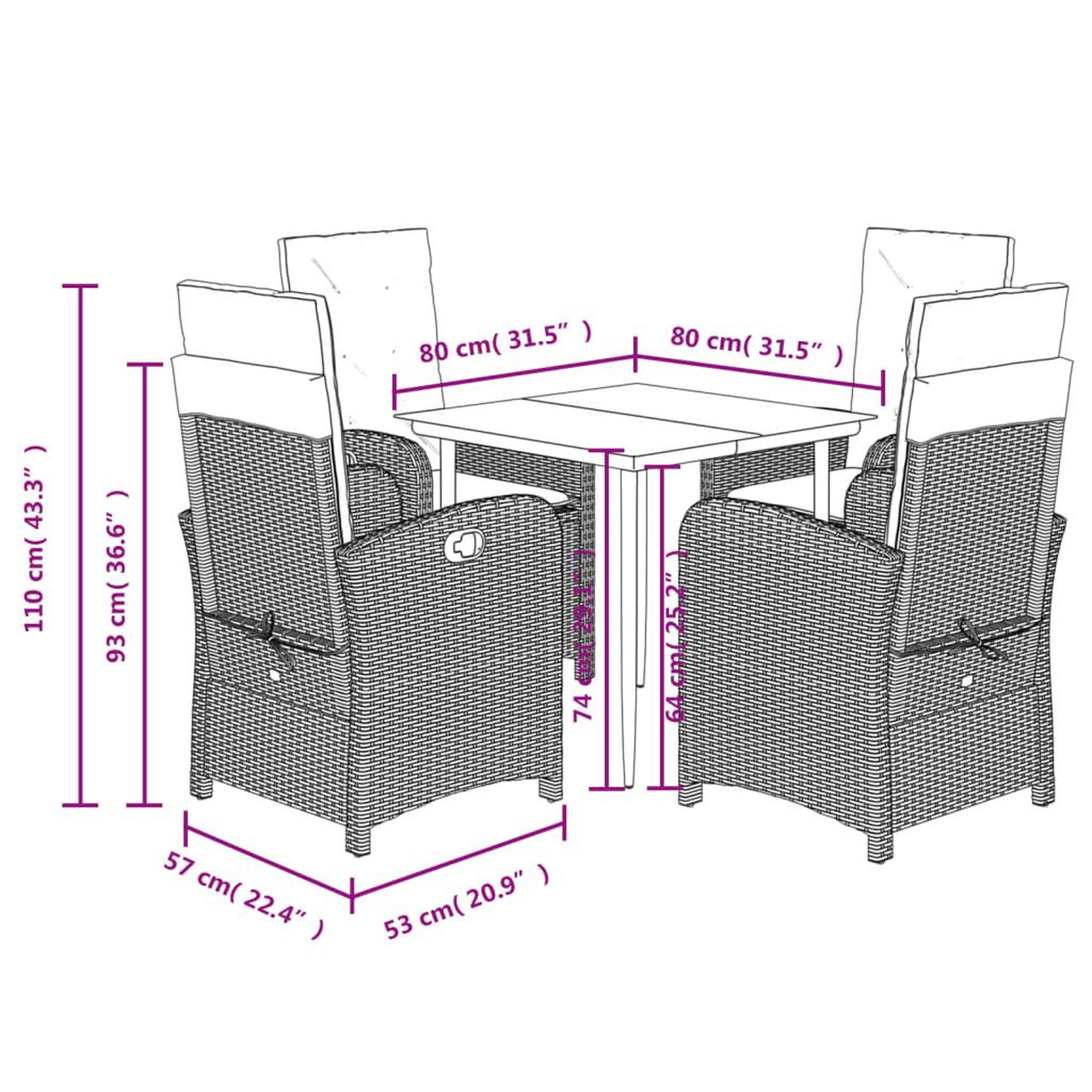 Voir la diapositive 6 : VIDAXL Ensemble a manger de jardin 5 pcs coussins gris resine tressee