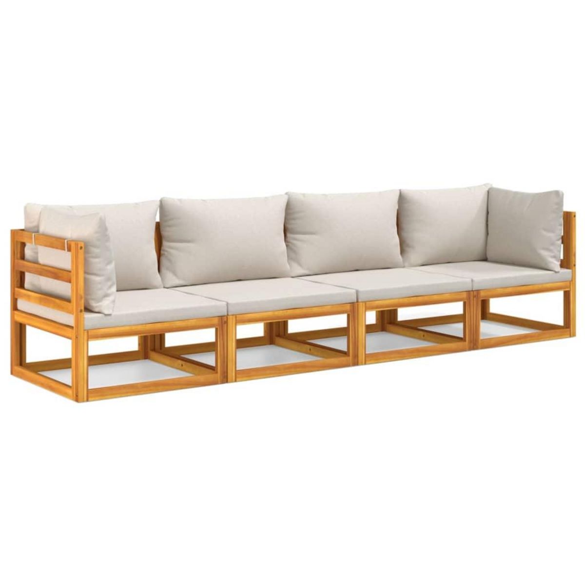 VIDAXL Salon de jardin 4 pcs avec coussins gris clair bois massif