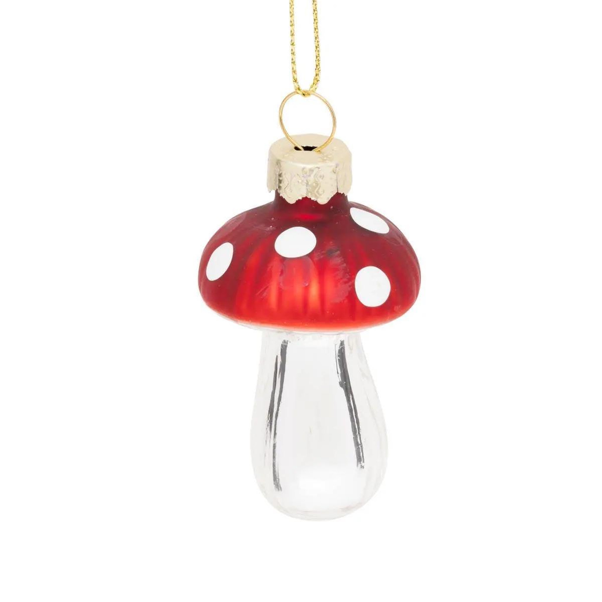 Voir la diapositive 2 : ATMOSPHERA Lot de 2 sujets de noël en verre  champignon  6cm rouge