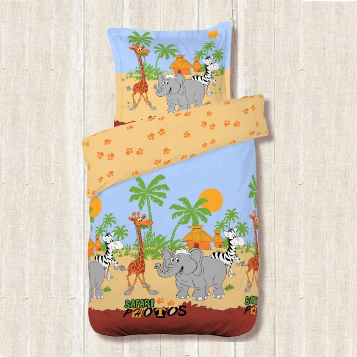 Dourev Housse de couette 140x200 SAFARI PHOTOS + 1 taie