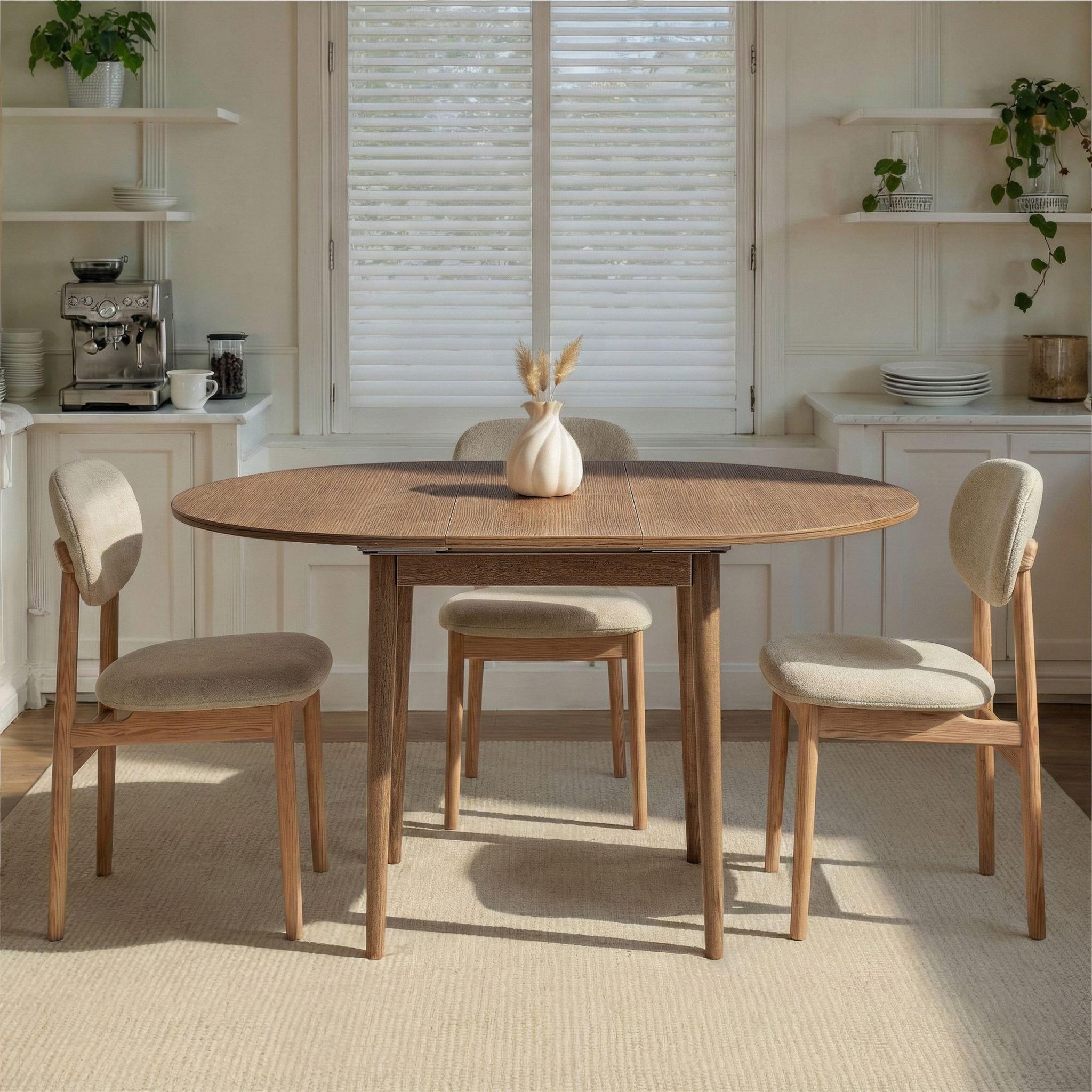 Voir la diapositive 3 : Habitat et Jardin Table à manger extensible en bois  viona  100 x 100 x 75 cm - le chêne de kafka