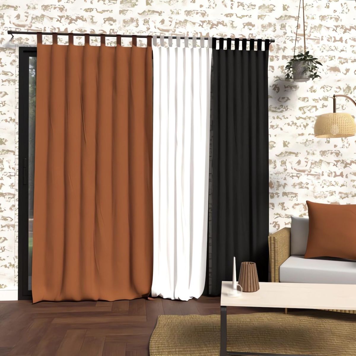 SOLEIL D'OCRE Rideau à pattes en microfibre lavée 135x250 cm BOHEME, par Soleil d'Ocre