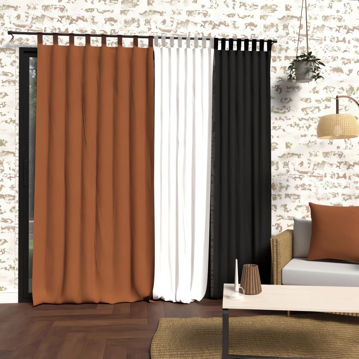 SOLEIL D'OCRE Rideau à pattes en microfibre lavée 135x250 cm BOHEME, par Soleil d'Ocre