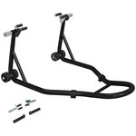 HOMCOM Béquille d'atelier moto avant leve moto support pour moto avec bras oscillant en U et en L, support universel de levage pour atelier en acier noir