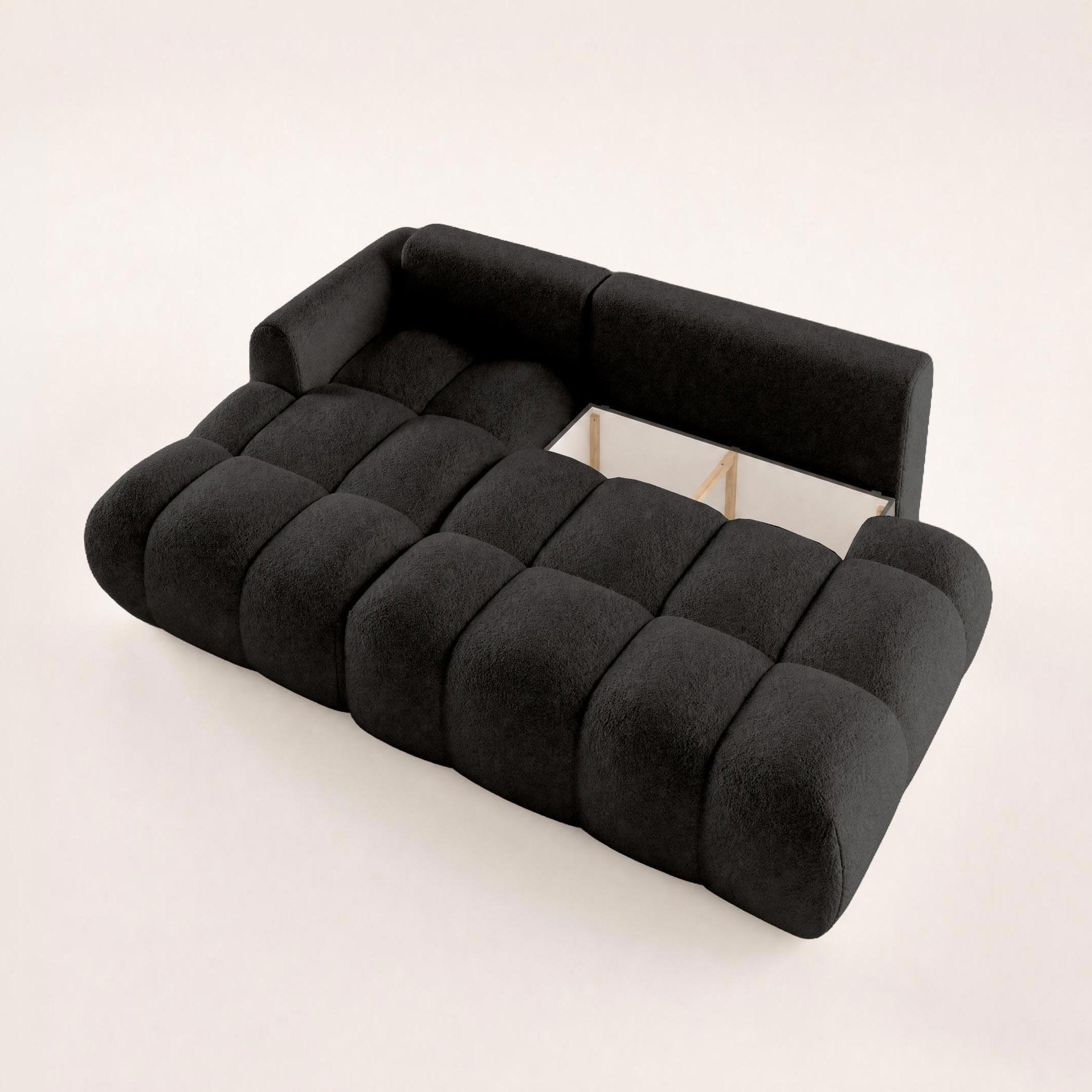 Voir la diapositive 5 : BEST MOBILIER Yulin - canapé d'angle ouvert gauche 4 places convertible avec coffre en tissu bouclette
