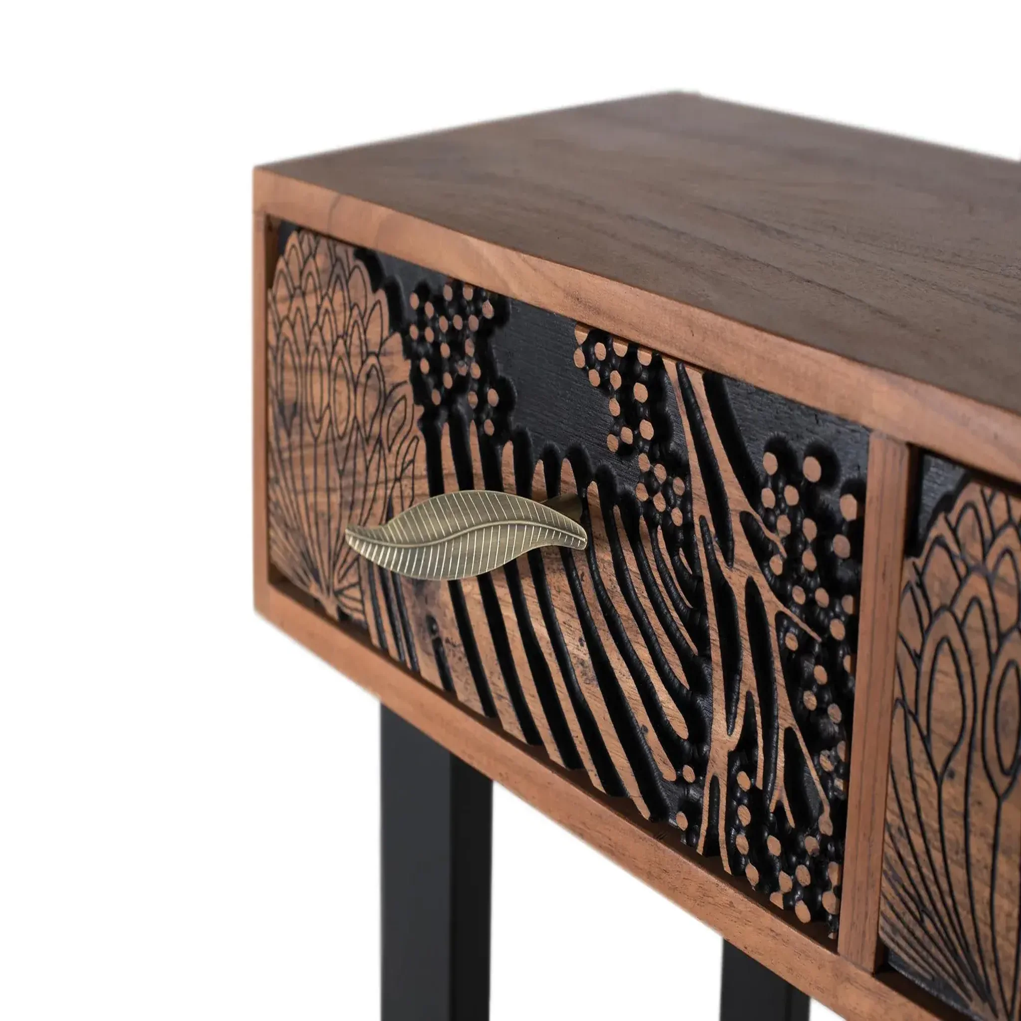 Voir la diapositive 3 : GINER Y COLOMER SL Console en bois d'acacia 120 cm style ethnique moderne