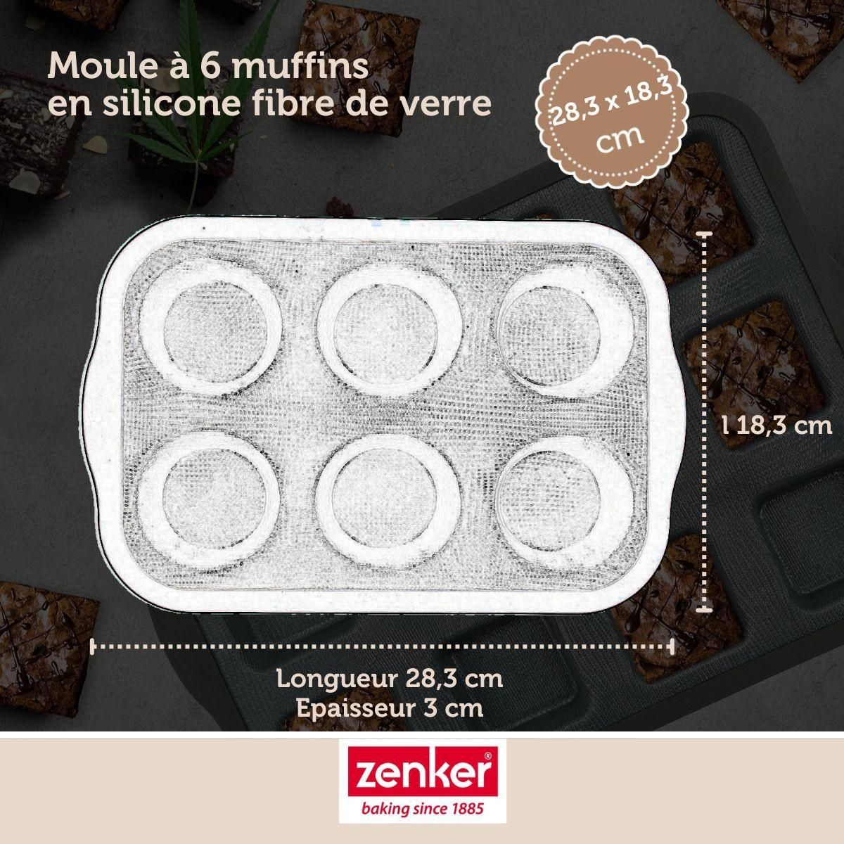 ZENKER Set pâtisserie avec moule à 6 muffins silicone, 2 bols à mixer, verre mesureur et spatule Zenker