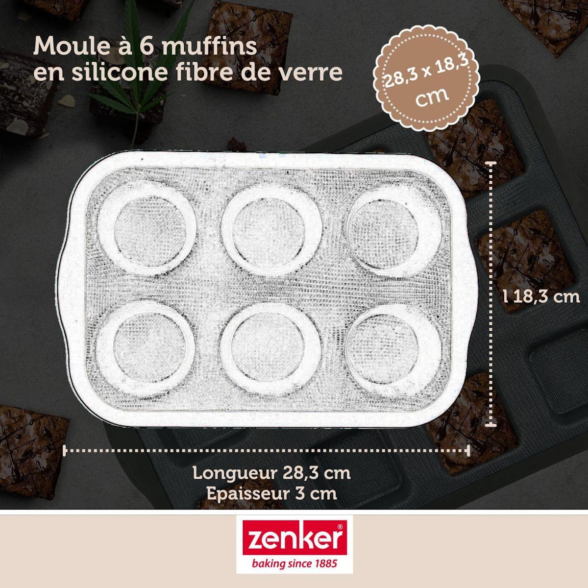 ZENKER Set pâtisserie avec moule à 6 muffins silicone, 2 bols à mixer, verre mesureur et spatule Zenker
