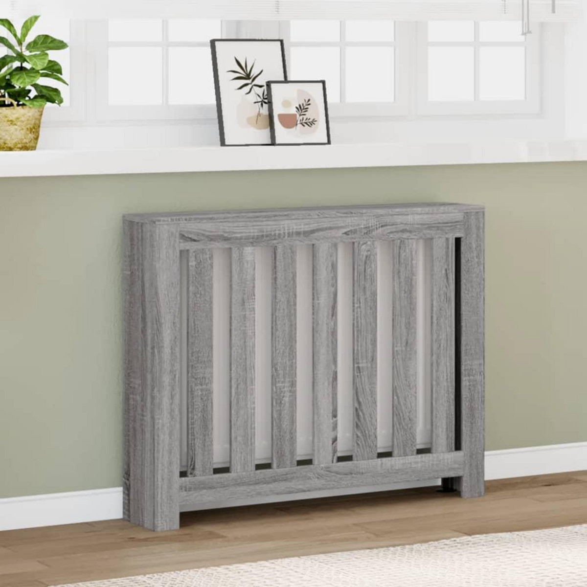 VIDAXL Cache-radiateur sonoma gris 104x20x82 cm bois d'ingenierie