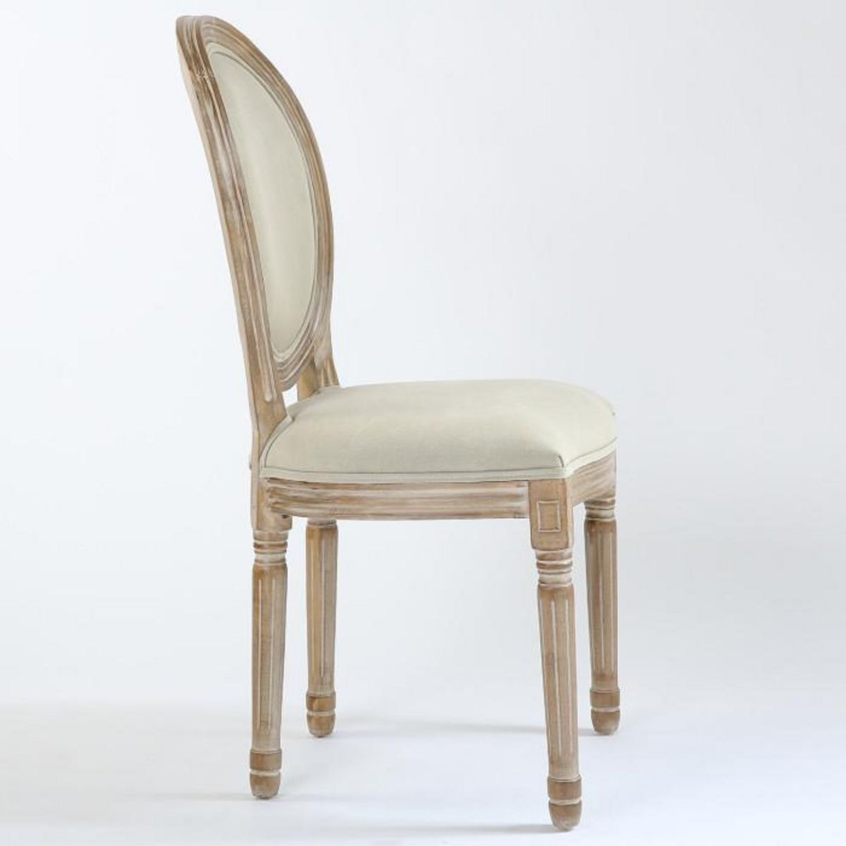 Paris Prix Lot de 2 Chaises Médaillon Tissu  Versailles  96cm Beige & Naturel