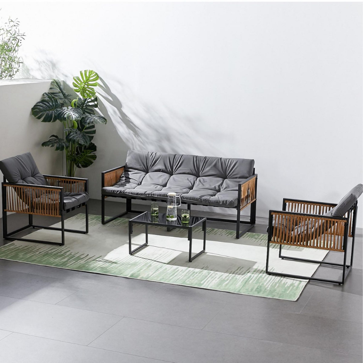 CONCEPT USINE Salon de jardin avec table 5 places TURINI