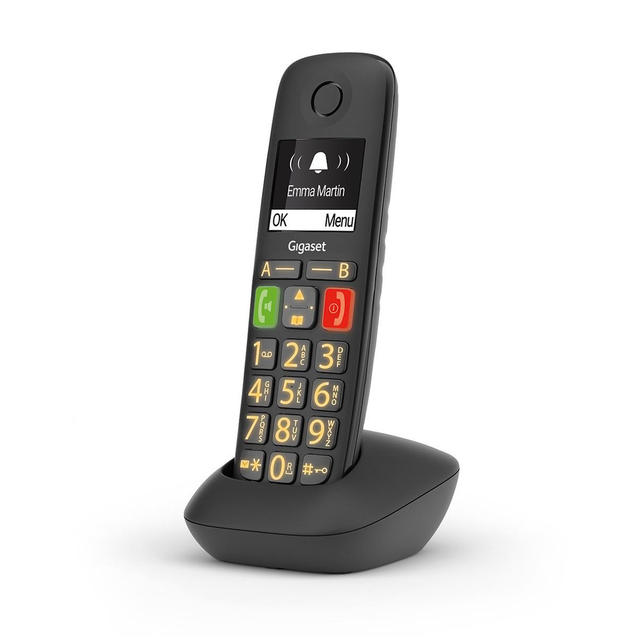 Voir la diapositive 2 : GIGASET Téléphone sans fil analogique Gigaset E290 avec identification de l'appelant, noir