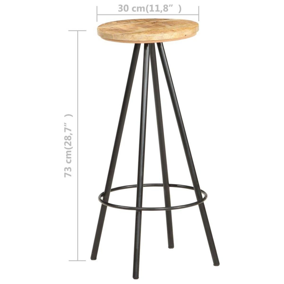 VIDAXL Tabourets de bar lot de 2 bois de manguier brut