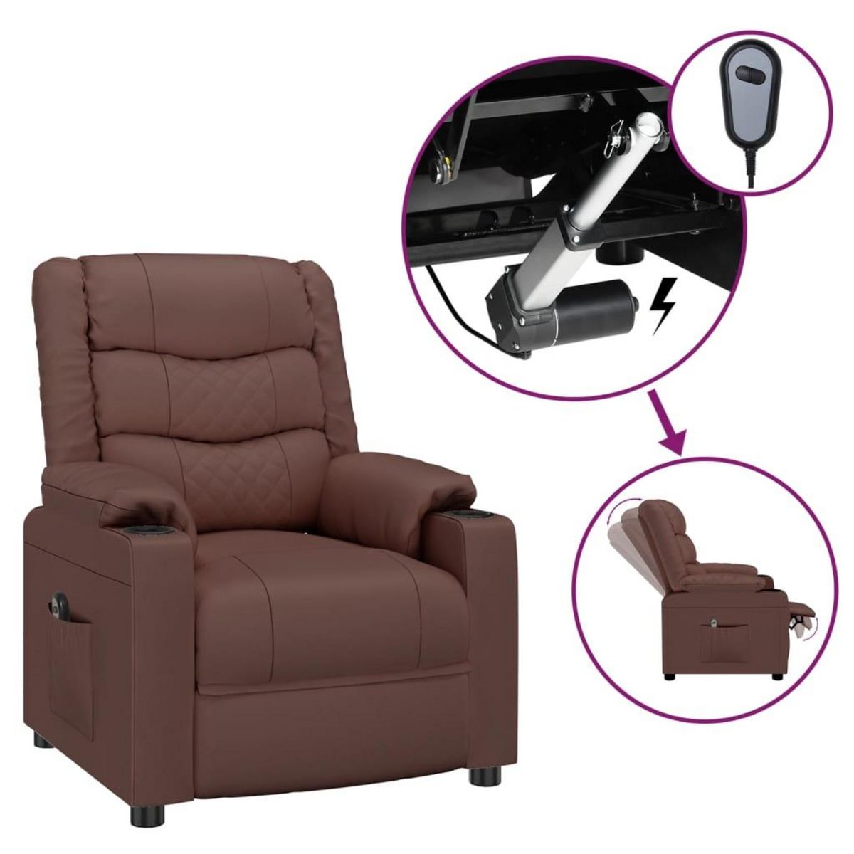 VIDAXL Fauteuil inclinable electrique Marron Similicuir