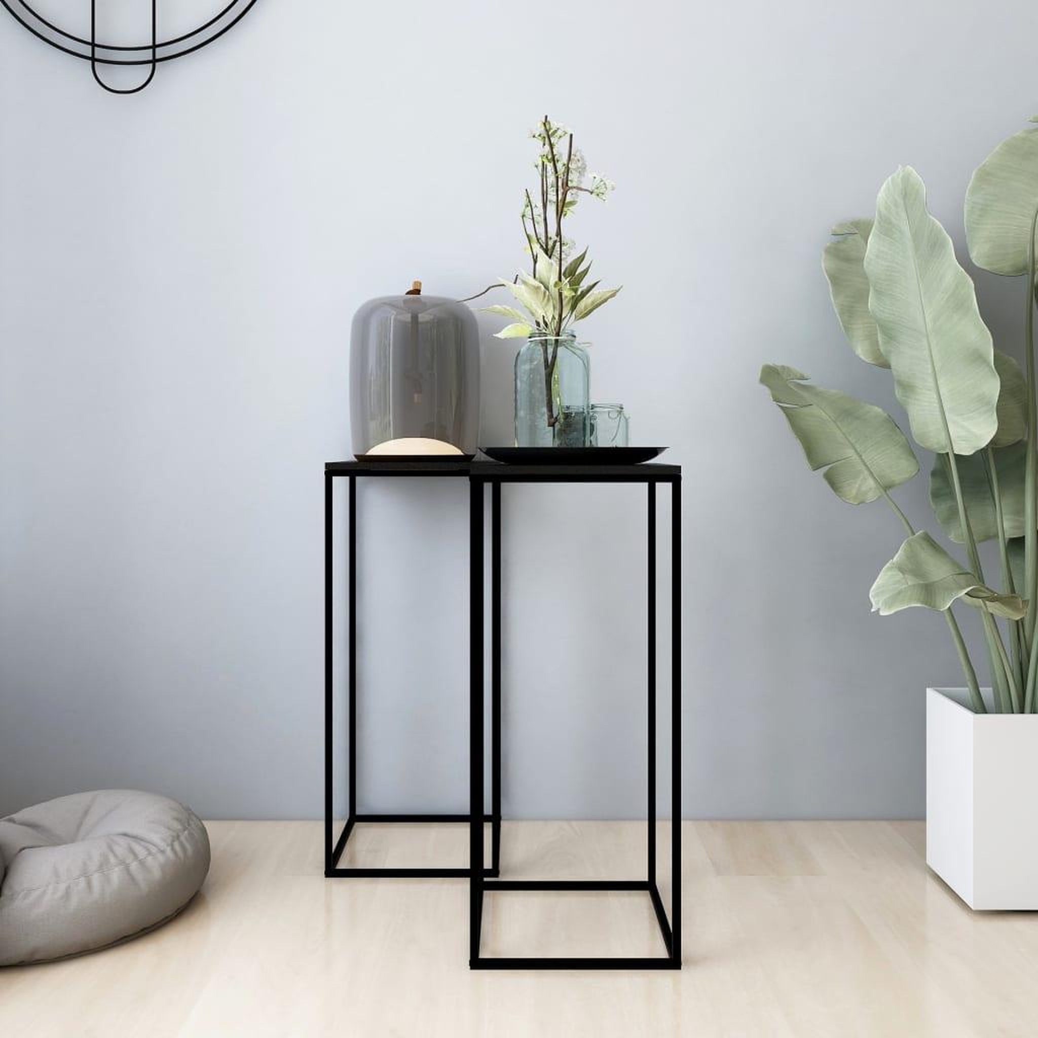 VIDAXL Tables d'appoint 2 pcs Noir Acier