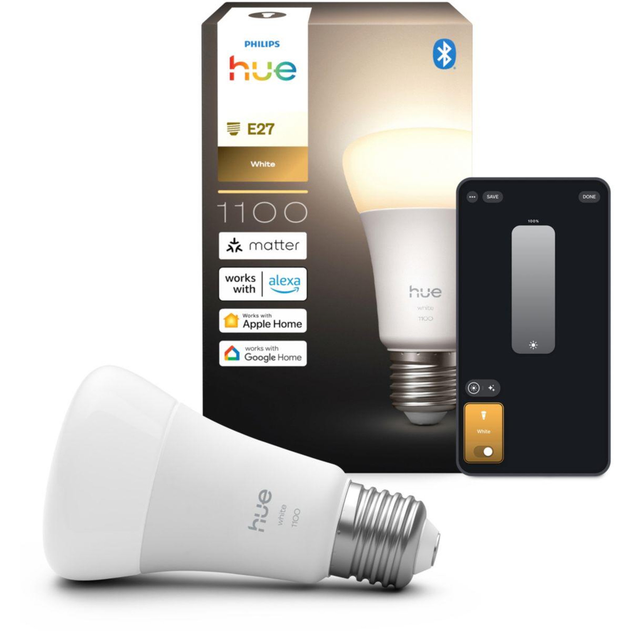 Voir la diapositive 4 : PHILIPS HUE Ampoule LED connectée E27 White 75W