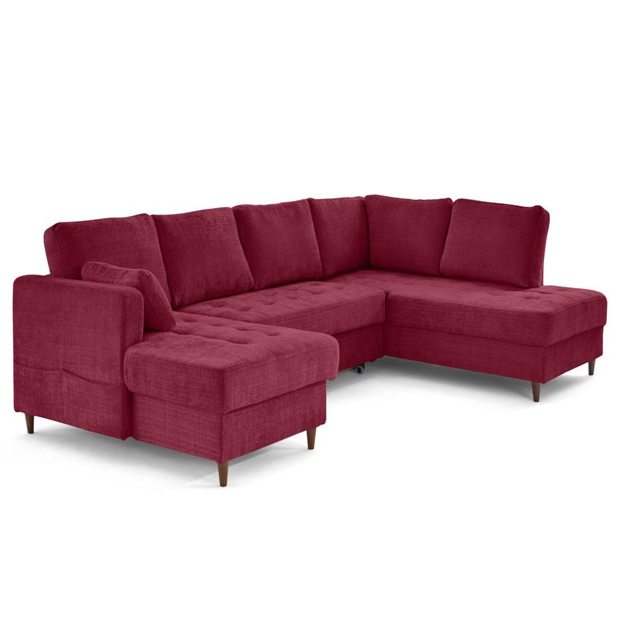 Voir la diapositive 5 : LISA DESIGN Anna - canapé panoramique d'angle droit 7 places convertible avec coffre en velours texturé