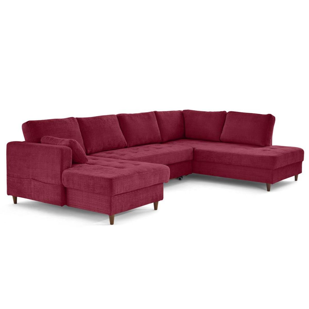 LISA DESIGN Anna - canapé panoramique d'angle droit 7 places convertible avec coffre en velours texturé