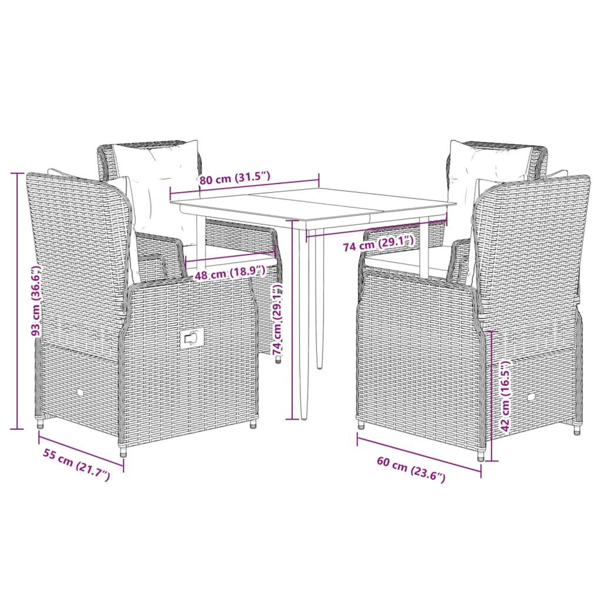 Voir la diapositive 6 : VIDAXL Ensemble a manger de jardin coussins 5pcs Noir Resine tressee