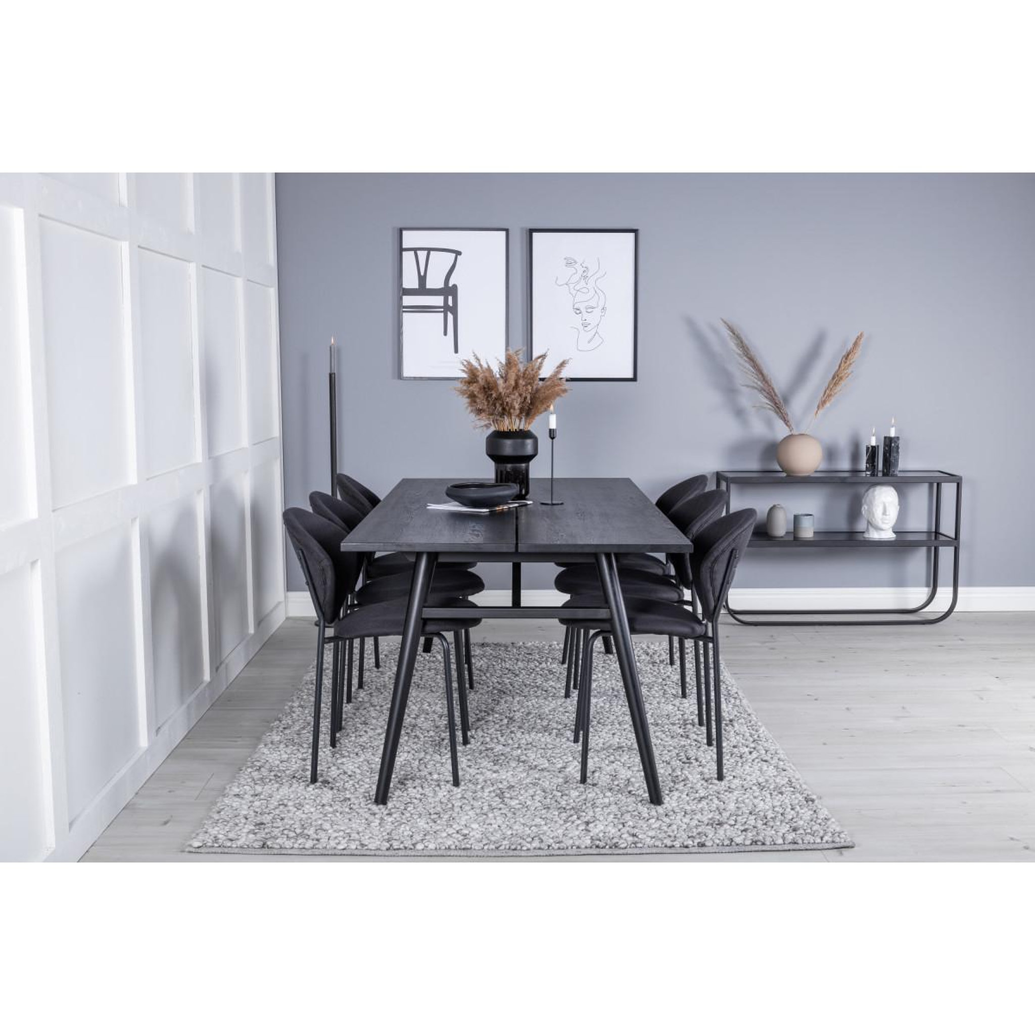 Voir la diapositive 3 : Paris Prix Ensemble table à manger extensible & 6 chaises  sleek & vault  195-280cm noir