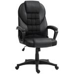 HOMCOM Chaise de bureau manager ergonomique - hauteur réglable, fonction à bascule, pivotant - PU polyester noir