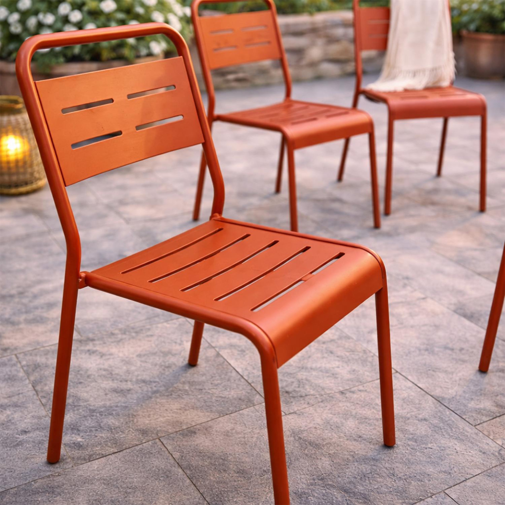 Voir la diapositive 6 : CONCEPT USINE Lot de 6 chaises de jardin empilables terracotta bergame