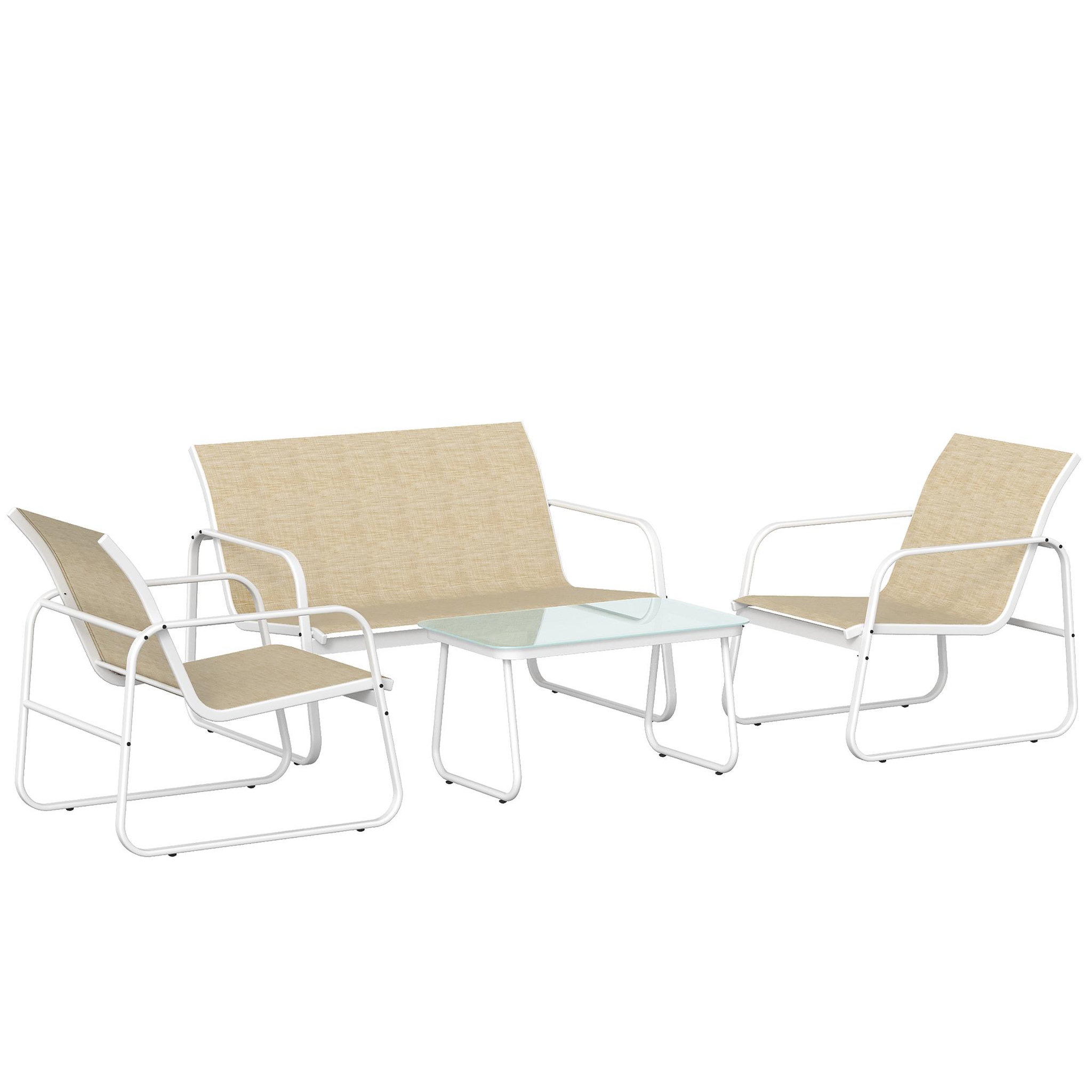 OUTSUNNY Salon de jardin 4 places 4 pièces style yachting