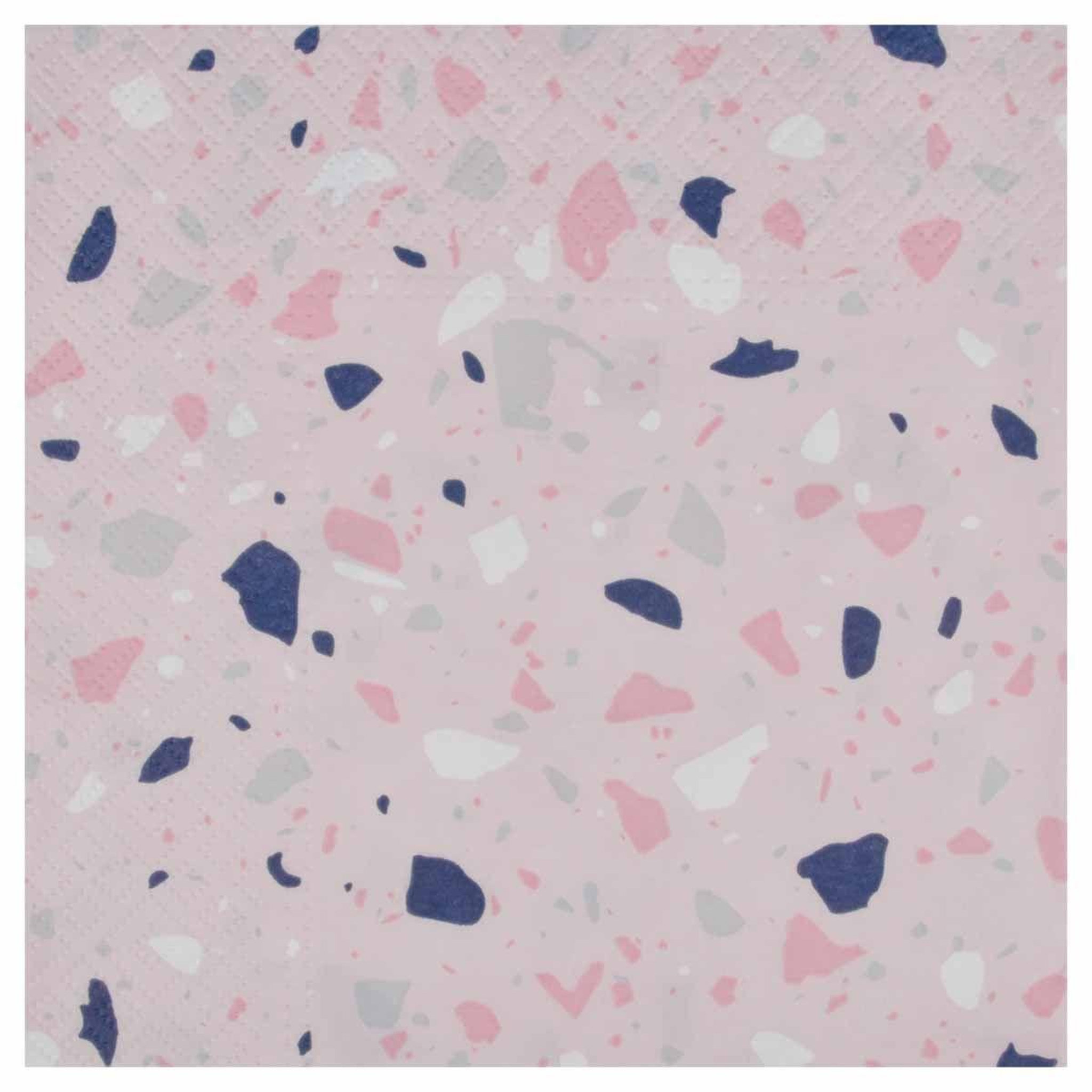 HOMEA Lot de 20 serviettes en papier  terrazzo  33x33cm rose