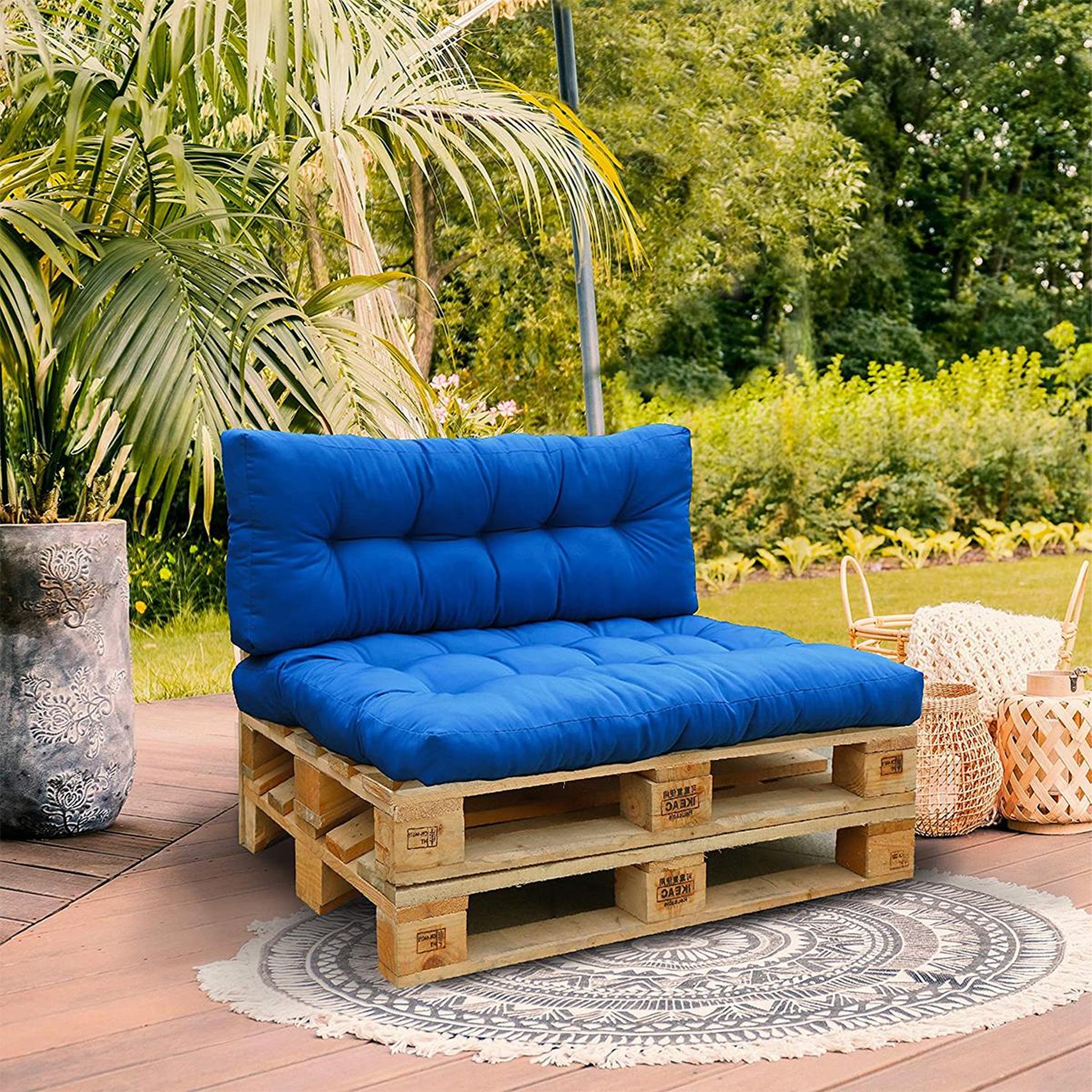 Voir la diapositive 4 : RED DECO Set 2 coussins d'extérieur bleu classique - rioubc