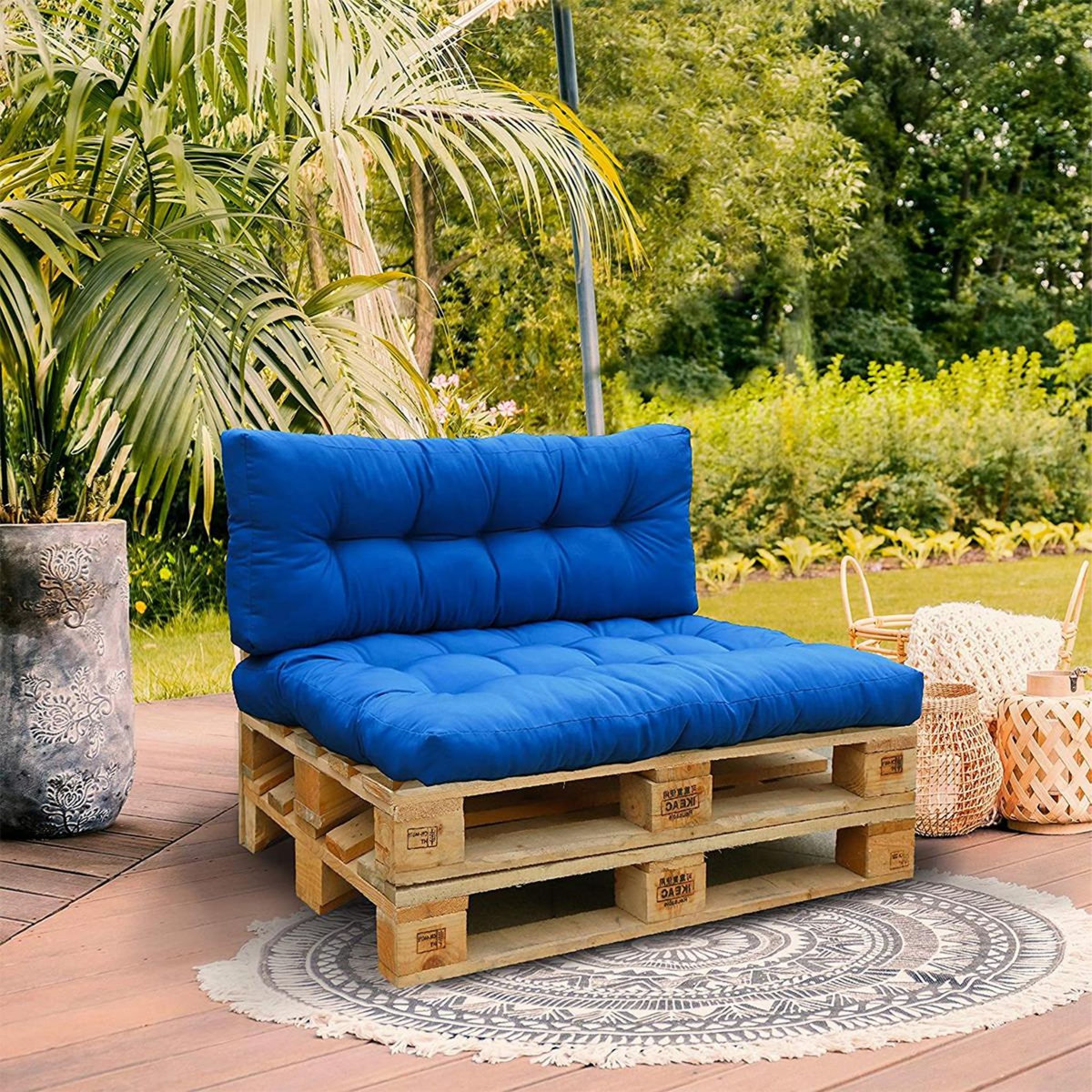 RED DECO Set 2 coussins d'extérieur bleu classique - rioubc