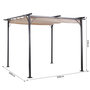 Voir la diapositive 3 : OUTSUNNY Pergola rétractable 3L x 3l x 2,30H m structure métal époxy anticorrosion noire + toile polyester haute densité 180 g/m² incluse beige