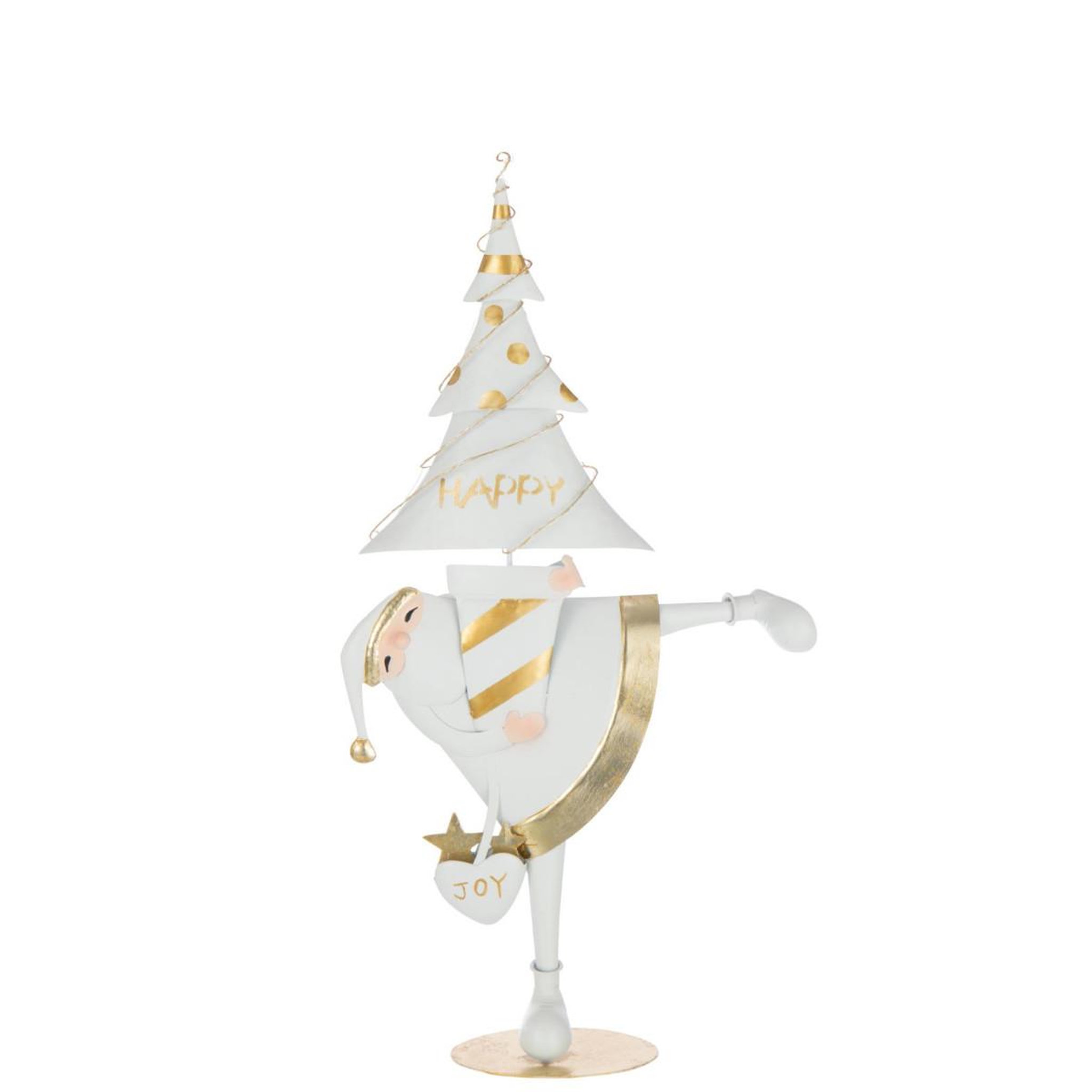 Voir la diapositive 2 : J-LINE Père-noël à led  arbre  66cm blanc & or