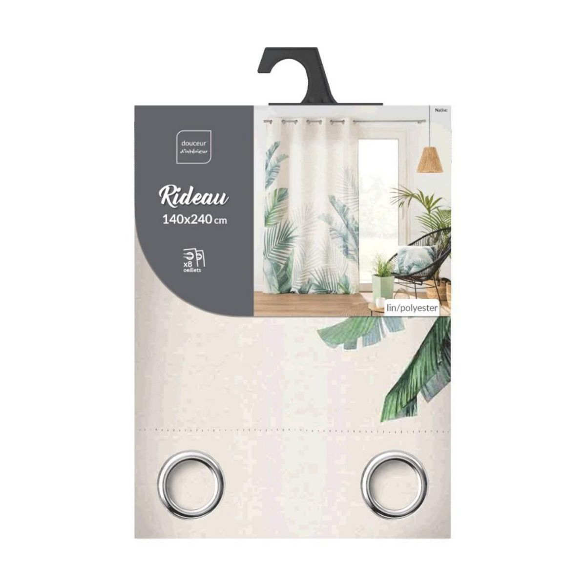 Douceur d'Intérieur Rideau à œillets 140x260 imprimé NATIVE