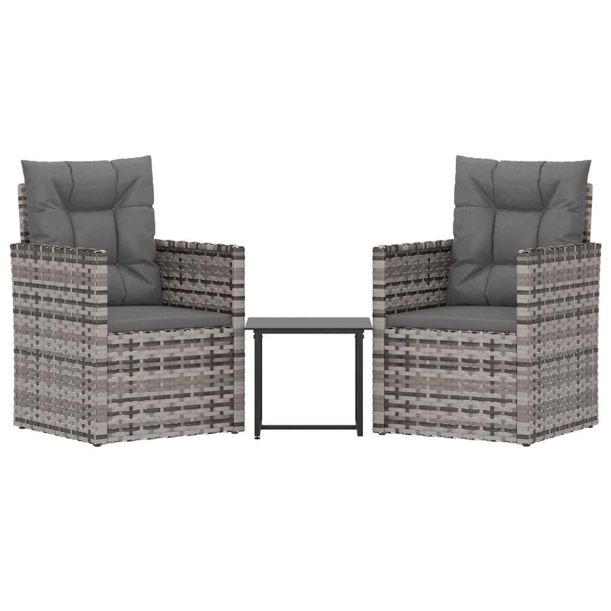 Voir la diapositive 2 : VIDAXL Mobilier d'exterieur 3 pcs avec coussins Resine tressee Gris