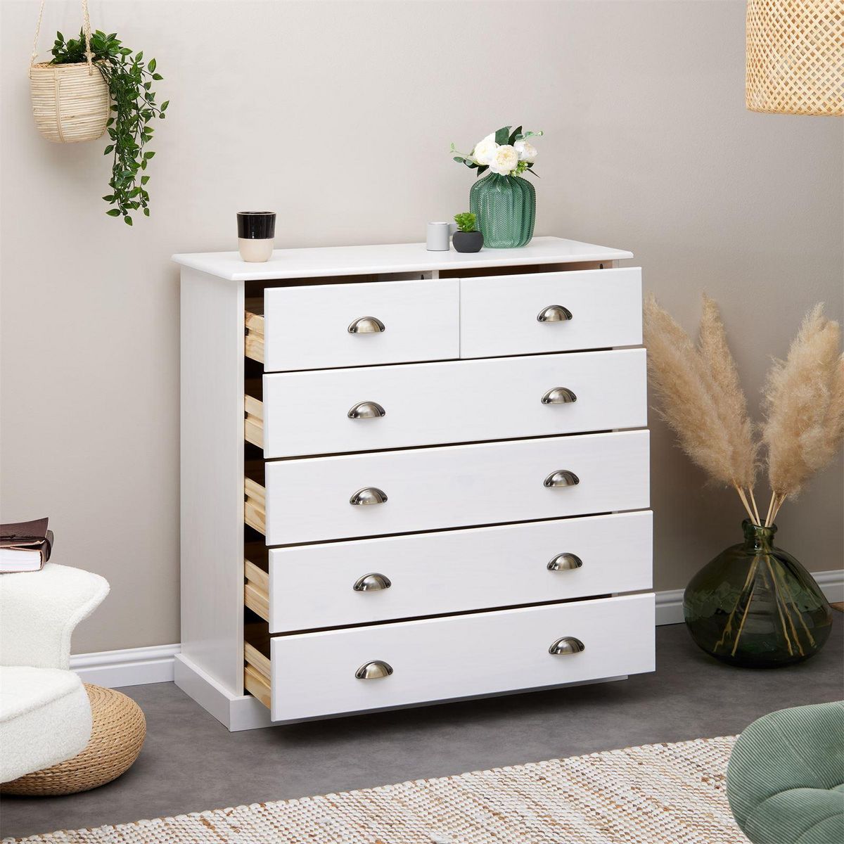 IDIMEX Commode PARIS en pin massif, 6 tiroirs