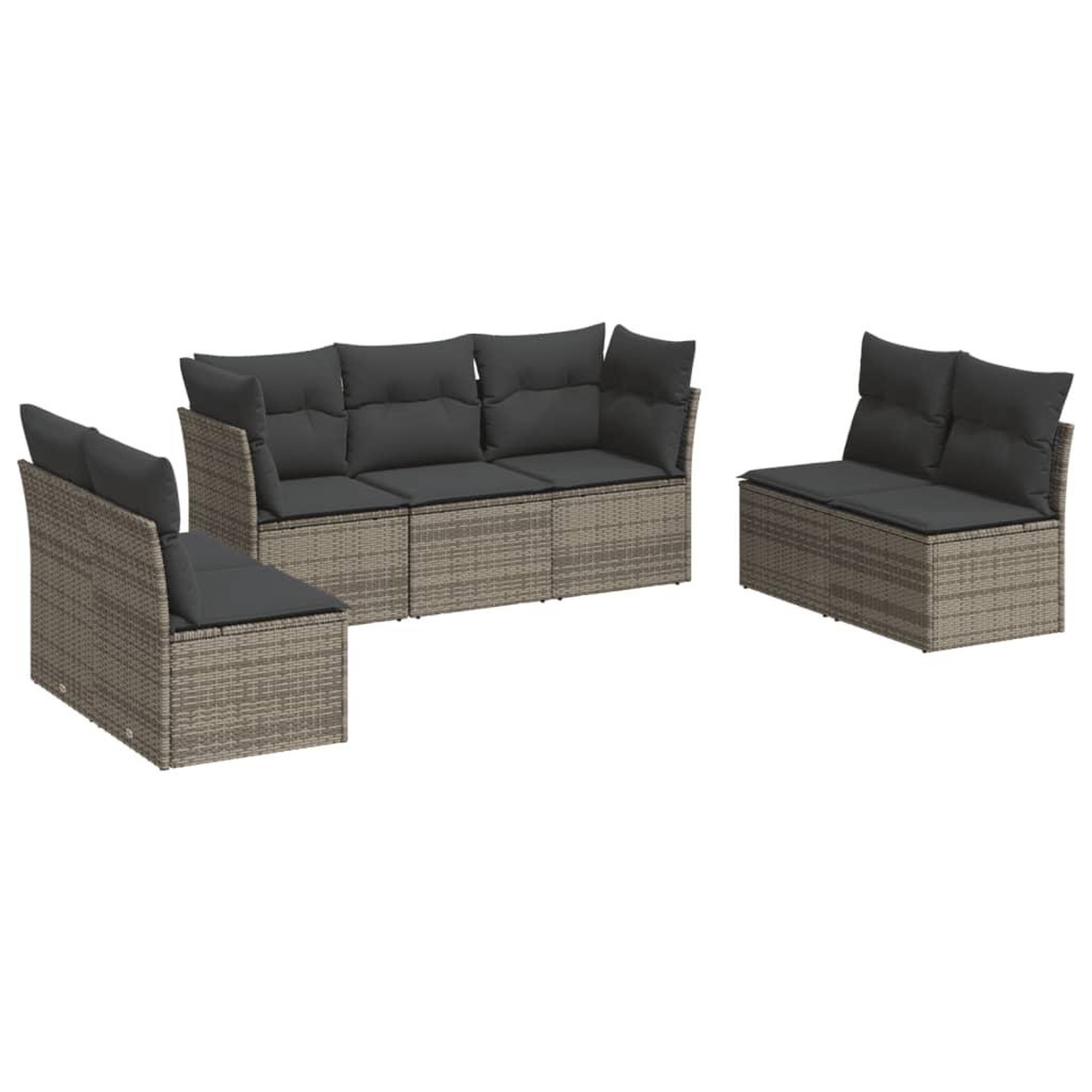 Voir la diapositive 2 : VIDAXL Salon de jardin avec coussins 7 pcs gris resine tressee